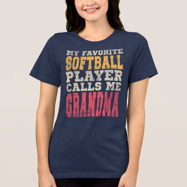 Favorit Softbollspelare Mormor Typografi T Shirt (Framsida)