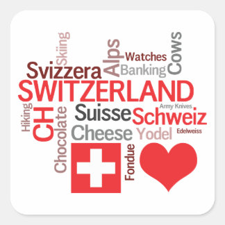 Favorit Swiss Sak - I Kärlek Schweiz Fyrkantigt Klistermärke