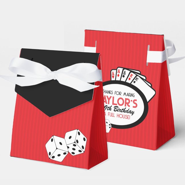 Favoritböcker för Red Casino Dice Poker Party Presentaskar (Red Casino Dice Poker Birthday Party Favor Boxes with Personalized Thank You Back)