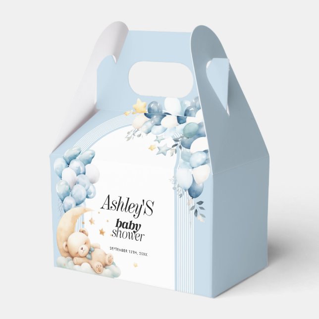 Favoritbox för Blue Boy Baby Shower Bears och Ball Presentaskar (Framsidan Sidan)