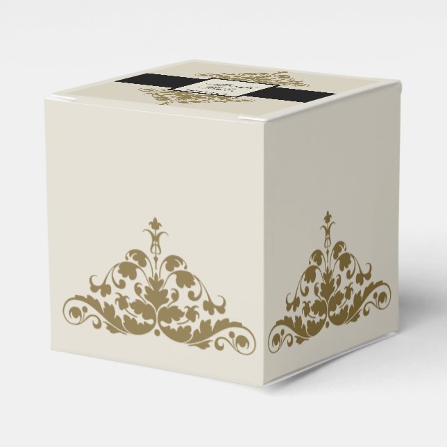Favoritbox för elfenben Black och Guld Damask Presentaskar (Framsidan Sidan)