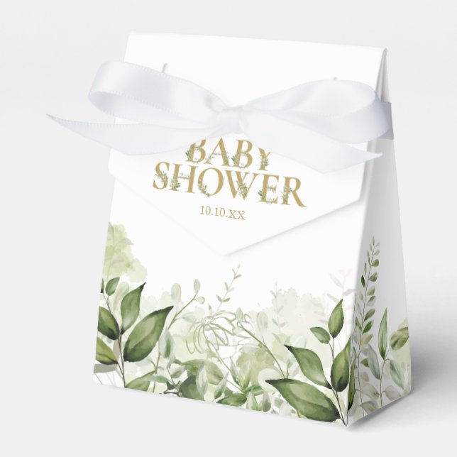 Favoritbox för Greenery Foliage Guld Baby Shower Presentaskar (Framsidan Sidan)