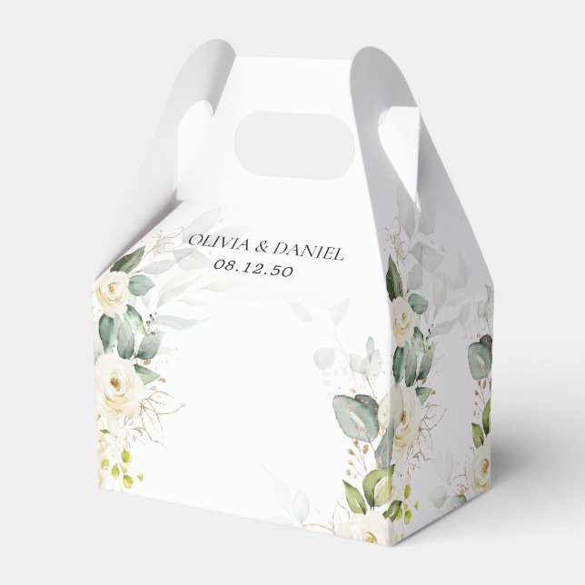 Favoritbox för Grey Vit ros-bröllop Presentaskar (Framsidan Sidan)