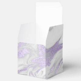 Favoritbox för lila och vitt marmorerat bröllop presentaskar