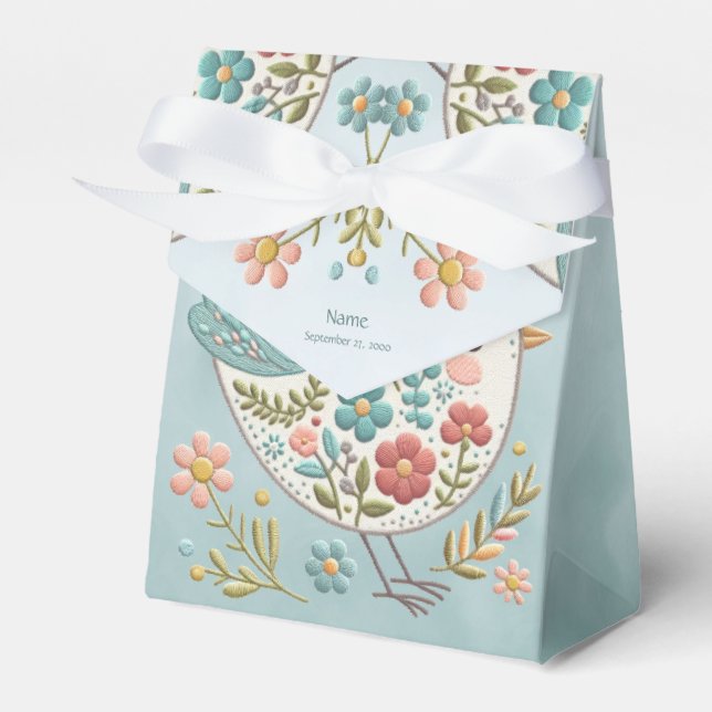 Favoritbox för Little Bird Blue Rosa Flowers Presentaskar (Framsidan Sidan)