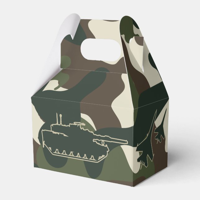 Favoritboxar för Födelsedagsfesten Militär Camo Ar Presentaskar (Framsidan Sidan)