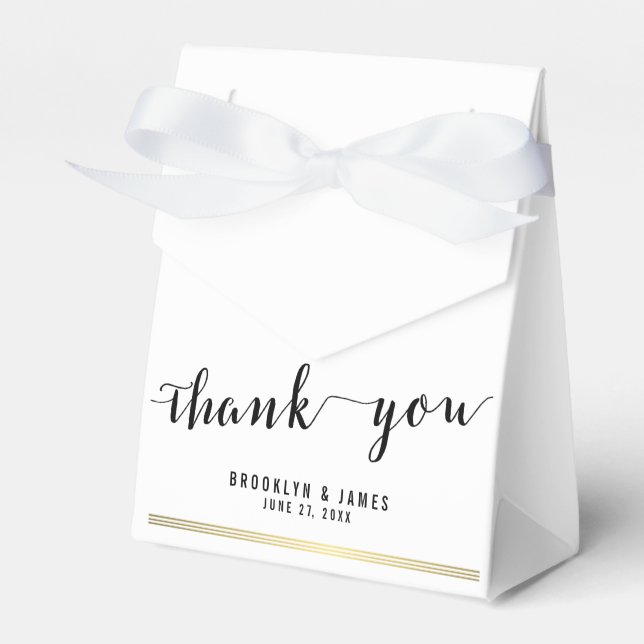Favoritboxar för svarta och vita bröllop Tack Guld Presentaskar (Framsidan Sidan)