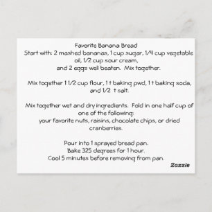 Favorite Banana Bread Recipe Vykort
