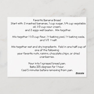 Favorite Banana Bread Recipe Vykort