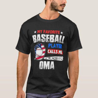 Favorite Baseball Player ringer mig Oma US Flagga T Shirt