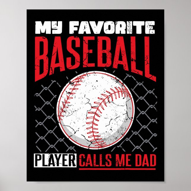 Favorite Baseball Player ringer mig Pappa Baseball Poster (Framsidan)