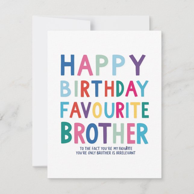 "Favorite Brother Birthday Card" Julkort (Framsida)