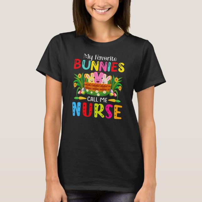 Favorite Bunnies Påsk Scrubs ER NICU PICU CNA L T Shirt (Framsida)