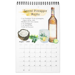 Favorite Cocktail Recipes Vattenfärg Illustrated Kalender