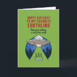 Favorite Earthling Alien UFO Pun Funny Birthday Kort<br><div class="desc">Lustigt och sött födelsedagskort för dem som slår kärlek och humor. Perfekt för att önska dina vänner och din familj grattis på födelsedagen. Besök vår butik om du vill ha mer födelsedagskort. Du hittar något coola,  humoristiskt och ibland sarkastiskt födelsedagskort för din speciella.</div>