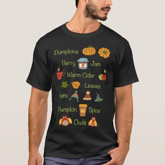 Favorite Fall Things Autumn Season T Shirt (Framsida)