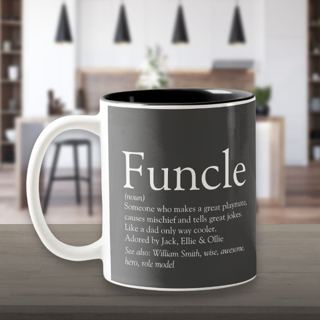Favorite Funcle Ondern Definition Grått Två-Tonad Mugg (Favourite Funcle Uncle Modern Definition Gray Two-Tone Coffee Mug)