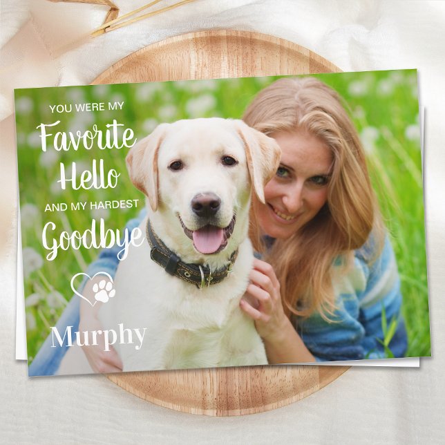 Favorite Hej Hardest Adjö Pet Memorial Photo Tack Kort (Skapare uppladdad)