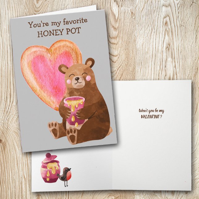 Favorite Honung Pot och Bear Valentine Helgkort (Skapare uppladdad)