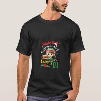 Favorite Hotdog Eating Elf Design Hot Dog Christma T Shirt