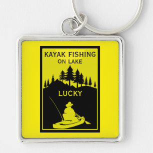 Favorite Kayak Sjö och flodfiske Fyrkantig Silverfärgad Nyckelring