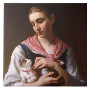 Favorite Kitten (av Émile Munier) Kakelplatta