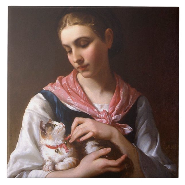 Favorite Kitten (av Émile Munier) Kakelplatta (Framsidan)