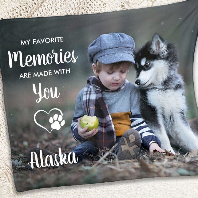 Favorite Memories Custom Pet Dog Memorial Photo Fleecefilt (Skapare uppladdad)