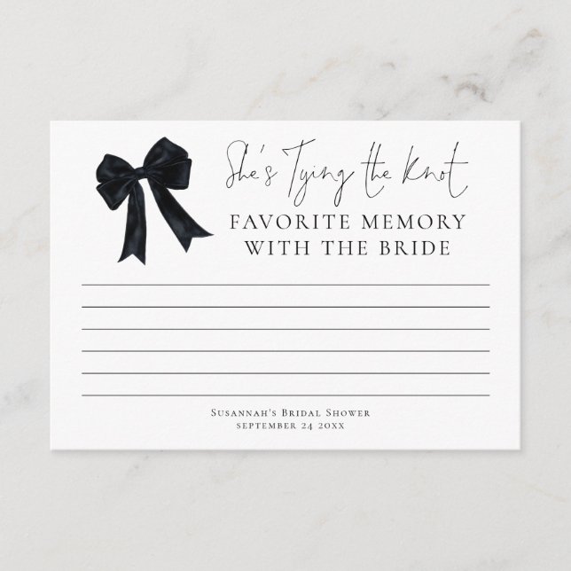 Favorite Memory With Bride Black Bow Bridal Shower Kort (Framsida)