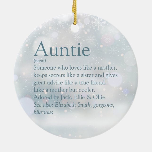 Favorite Moster Auntie Definition God jul Julgransprydnad Keramik (Baksidan)