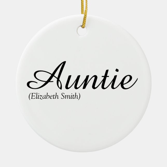 Favorite Moster, Auntie Definition Modern Script Julgransprydnad Keramik (Framsidan)
