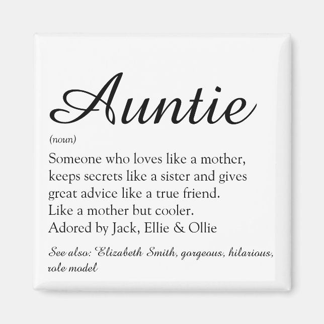 Favorite Moster, Auntie Definition Script Magnet (Framsidan)