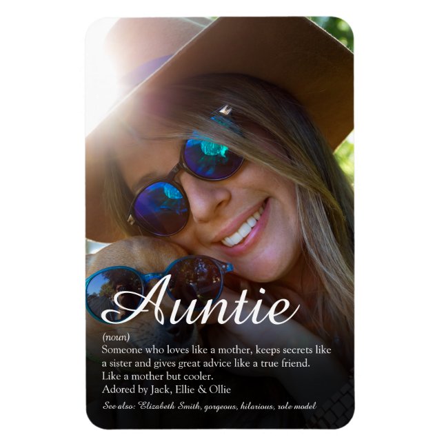 Favorite Moster, Auntie Definition Script Photo Magnet (Vertikal)