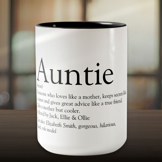 Favorite Moster Auntie Definition Två-Tonad Mugg (Aunt Auntie Definition Quote Modern Two-Tone Coffee Mug)