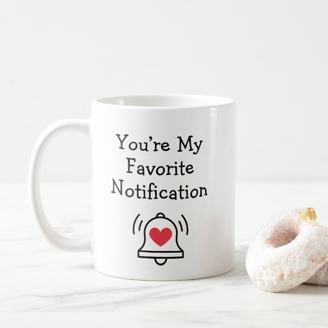 Favorite Notification Modern Bell Black & Red Kaffemugg (Med munk)