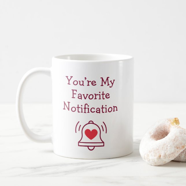 Favorite Notification Modern Bell Burgundy Red Kaffemugg (Med munk)