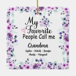 Favorite People kallar mig Grandma | BARNBARN NAMN Julgransprydnad Keramik
