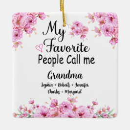 Favorite People kallar mig Grandma | BARNBARN NAMN Julgransprydnad Keramik