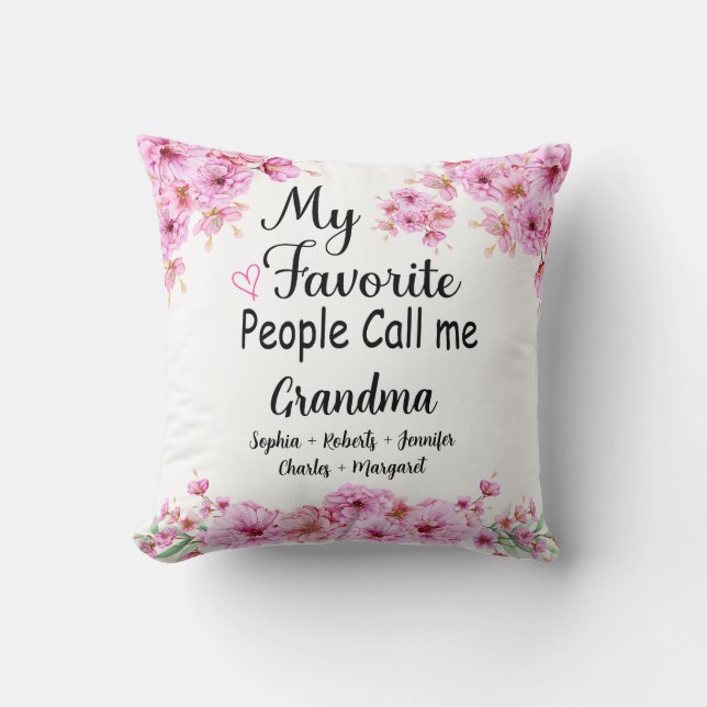 Favorite People kallar mig Grandma | BARNBARN NAMN Kudde (Framsida)