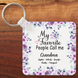 Favorite People kallar mig Grandma | BARNBARN NAMN Nyckelring