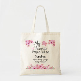 Favorite People kallar mig Grandma | BARNBARN NAMN Tygkasse