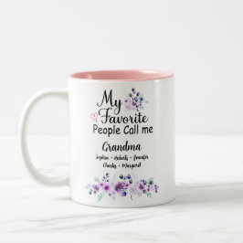 Favorite People kallar mig Grandma | Namn och foto Två-Tonad Mugg