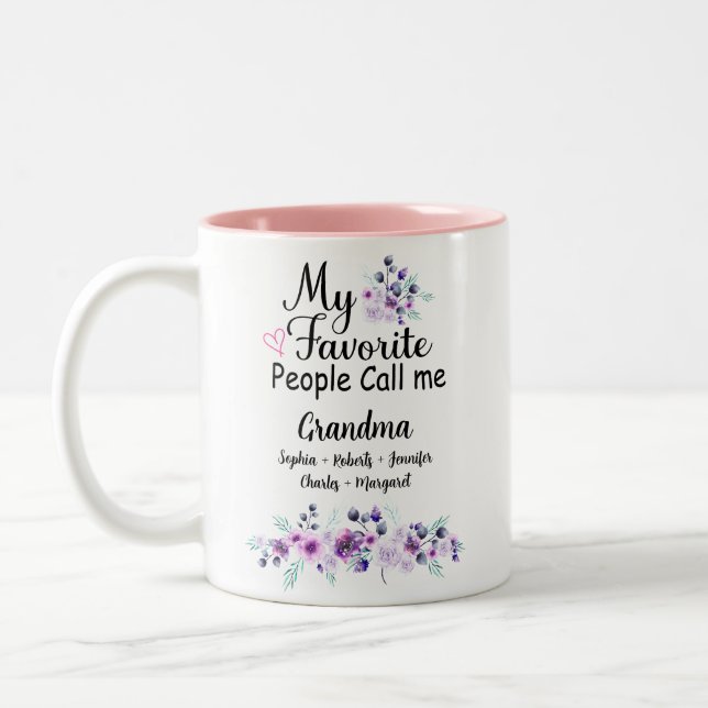 Favorite People kallar mig Grandma | Namn och foto Två-Tonad Mugg (Vänster)