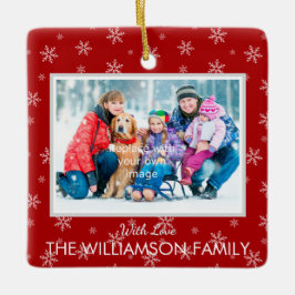 Favorite Photo på julrött med Snöflingor Julgransprydnad Keramik
