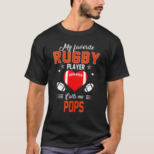 Favorite Rugby Player anropar Me Pops Mors dag T Shirt (Framsida)