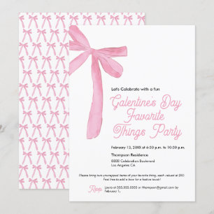 Favorite sak Galentine's Party Rosa Bow Theme Inbjudningar