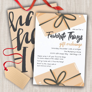 Favorite Sak Gift Exchange brunt pappert paket Inbjudningar