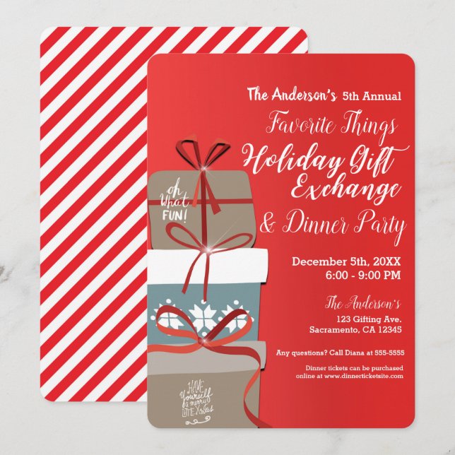 Favorite Sak Helgdag Gift Exchange Party Inbjudningar (Fram/baksida)