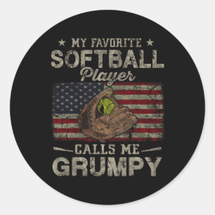 Favorite Softball Player kallar mig Grumpy Pappor Runt Klistermärke