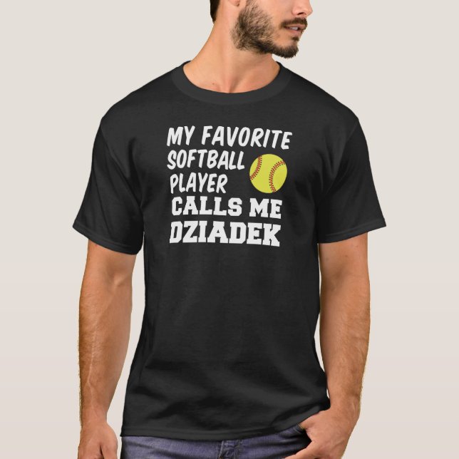 Favorite Softball Player ringer mig Dziadek T Shirt (Framsida)